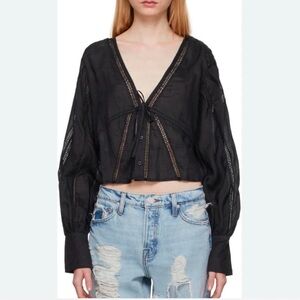 Frame black lace blouse NWT